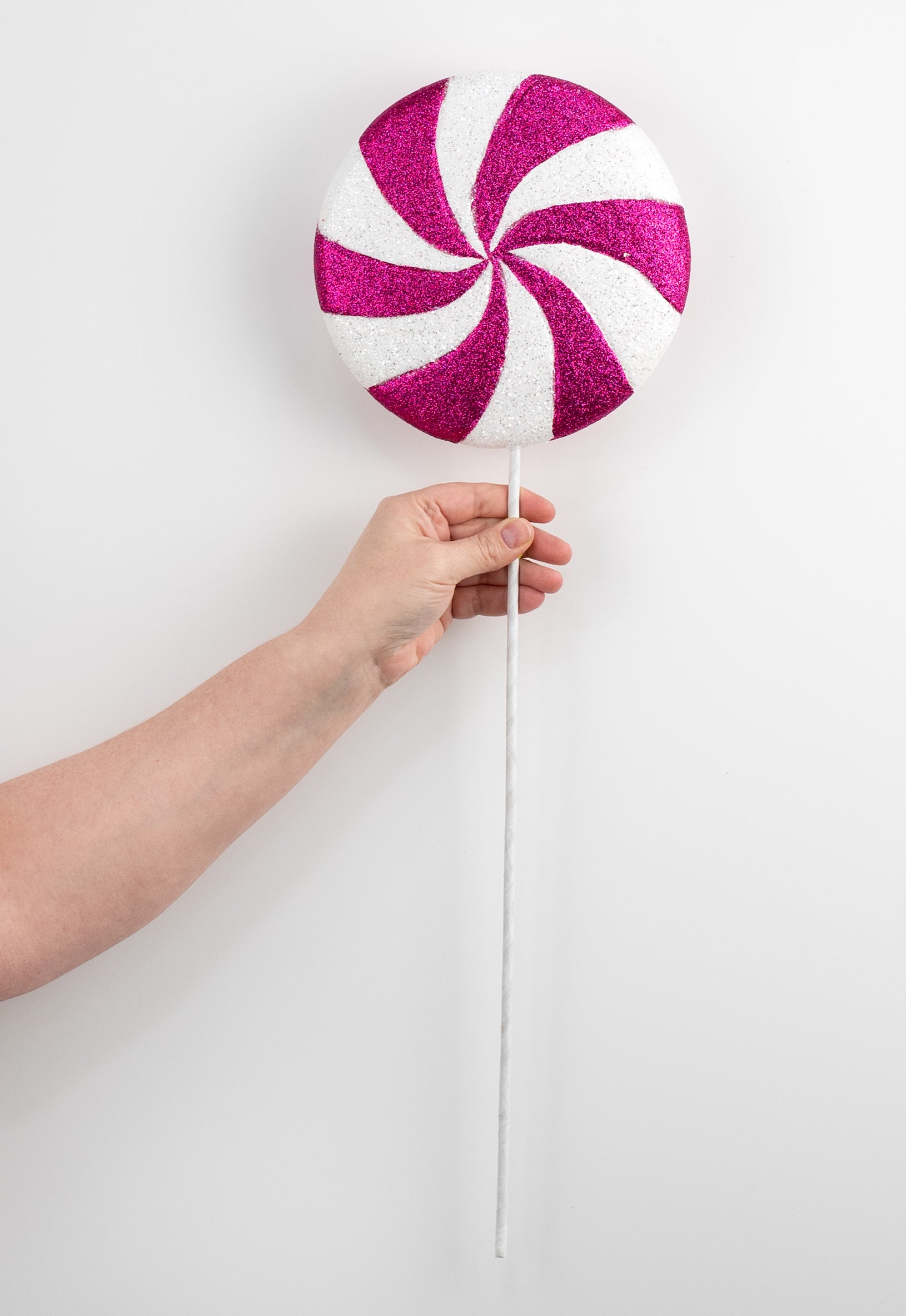 24" Peppermint Lollipop Pick: Fuchsia Pink & White
