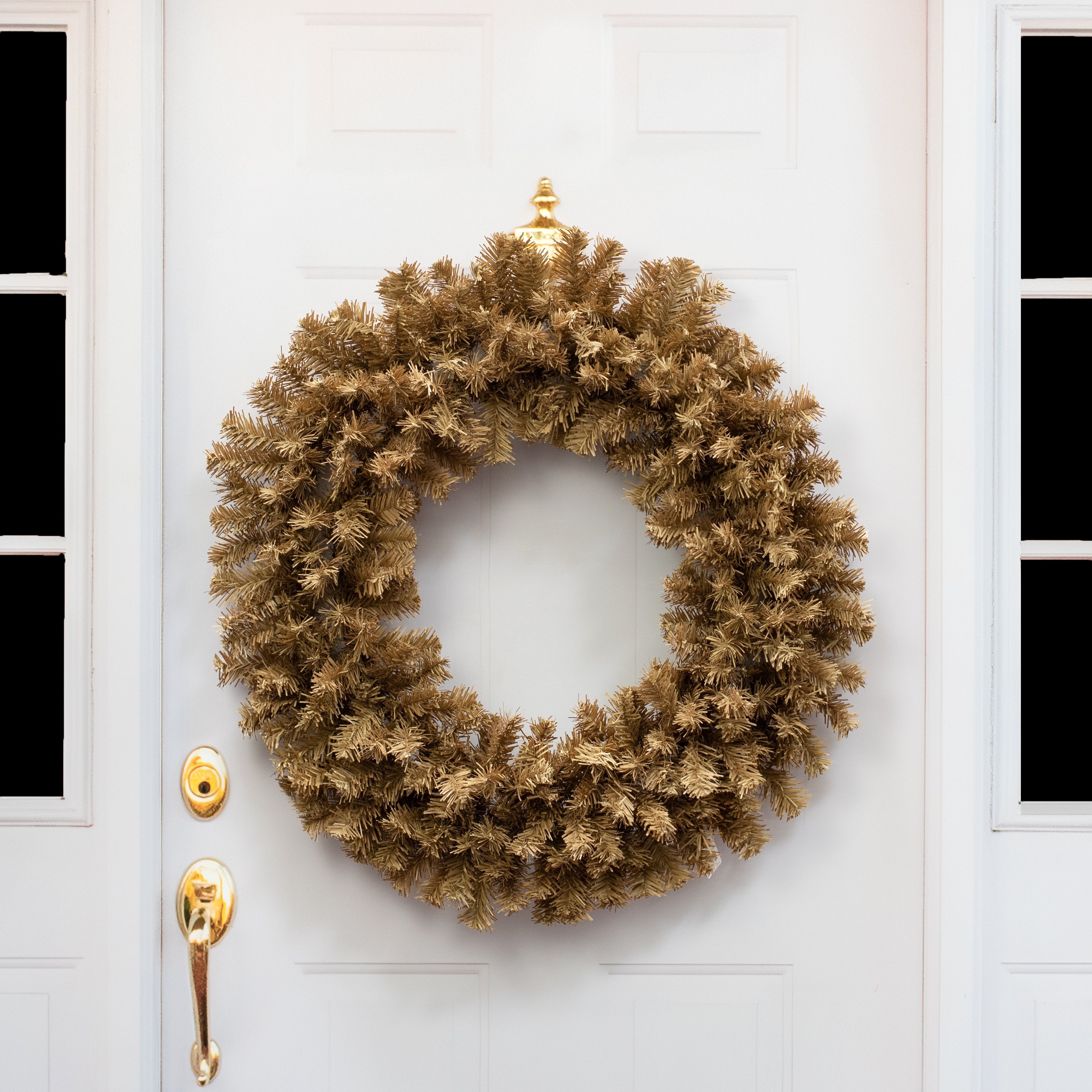 30" Pine PVC Wreath: Burlap Tan (280 Tips)