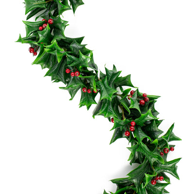 5' Holly Leaf & Berry Garland