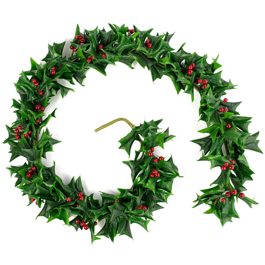5' Holly Leaf & Berry Garland