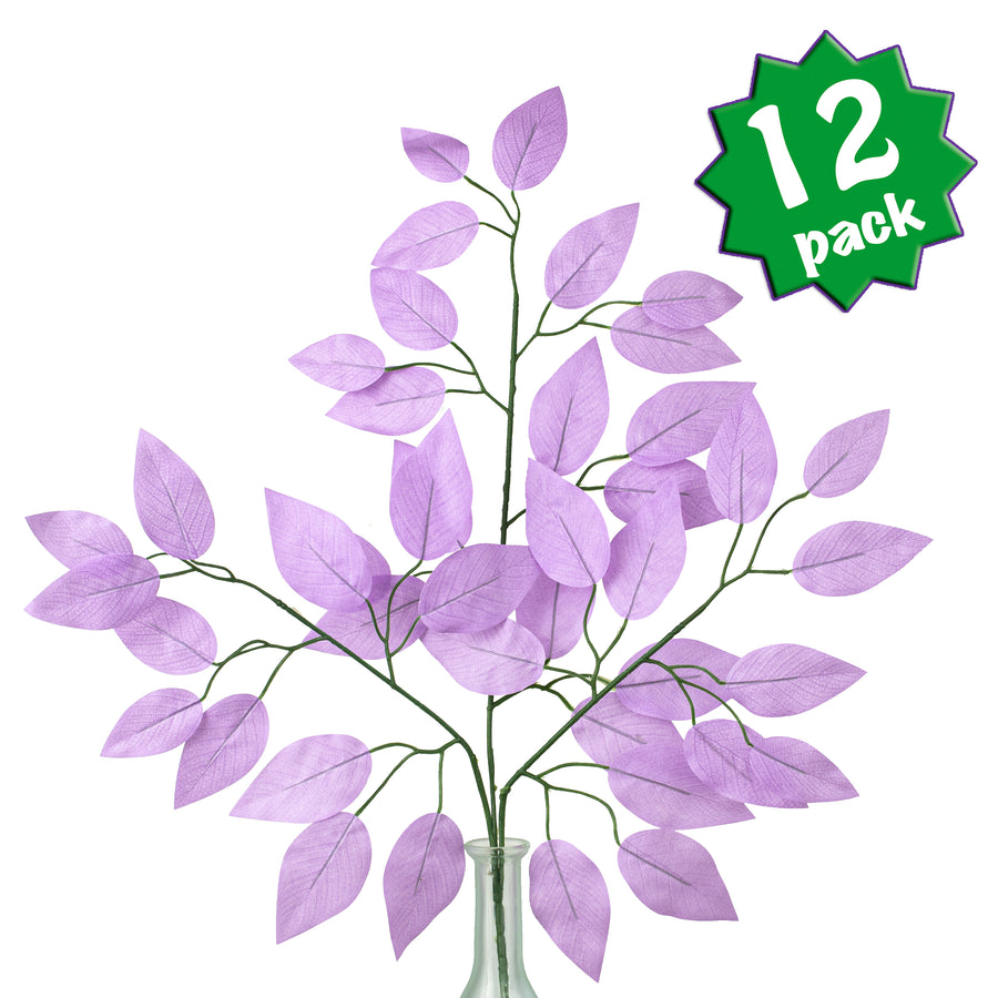 23" Ficus Leaf Spray: Lavender Purple (12)