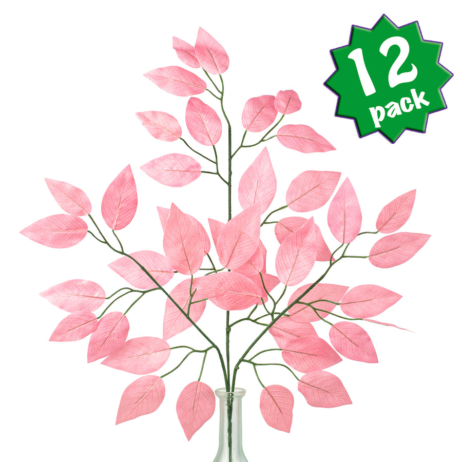 23" Ficus Leaf Spray: Light Pink (12)