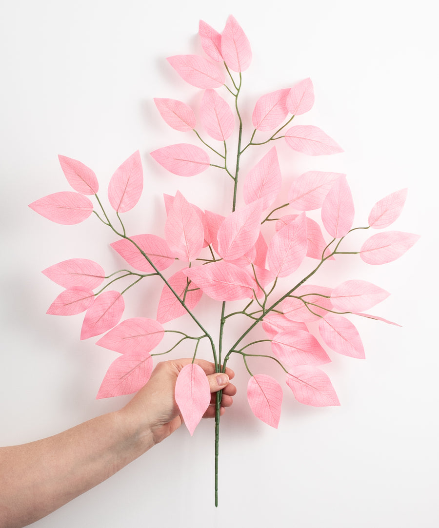 23" Ficus Leaf Spray: Light Pink (12)