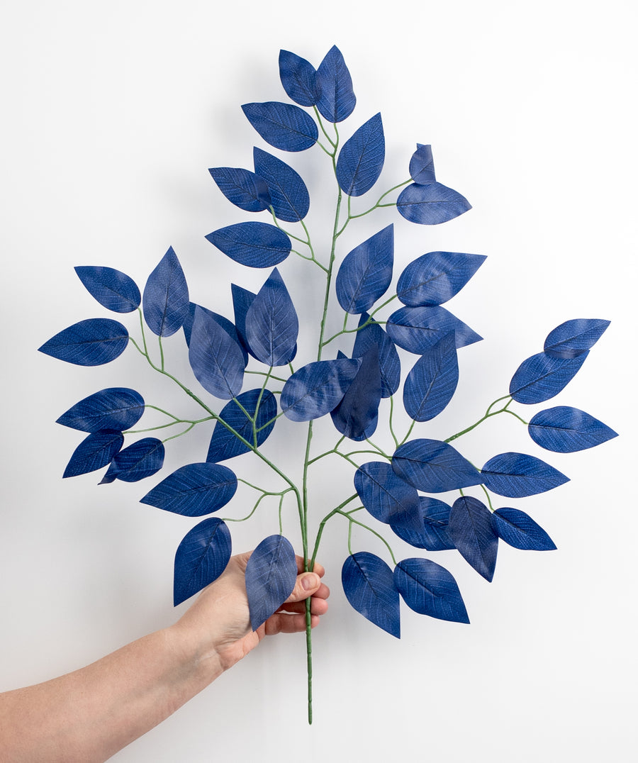 23" Ficus Leaf Spray: Navy Blue (12)