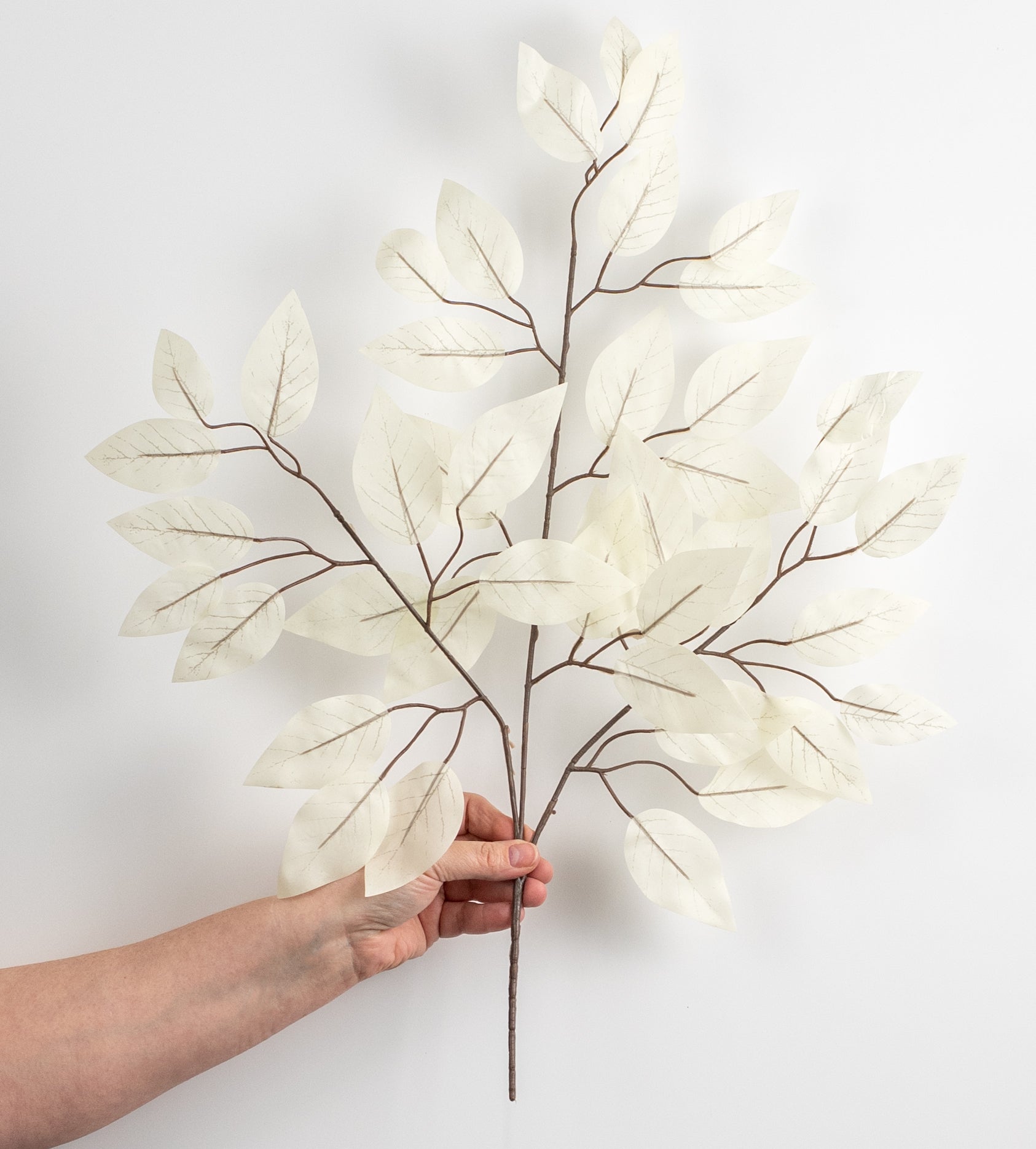 23" Ficus Leaf Spray: White (12)