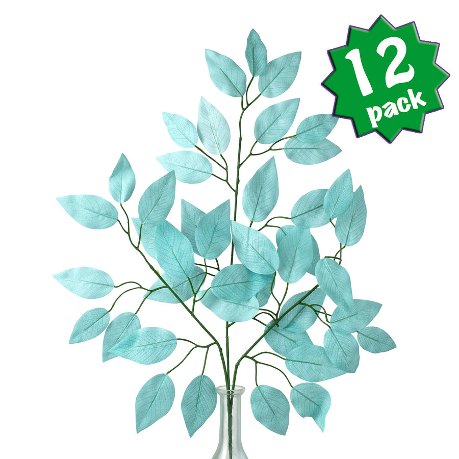23" Ficus Leaf Spray: Robin's Egg Blue (12)