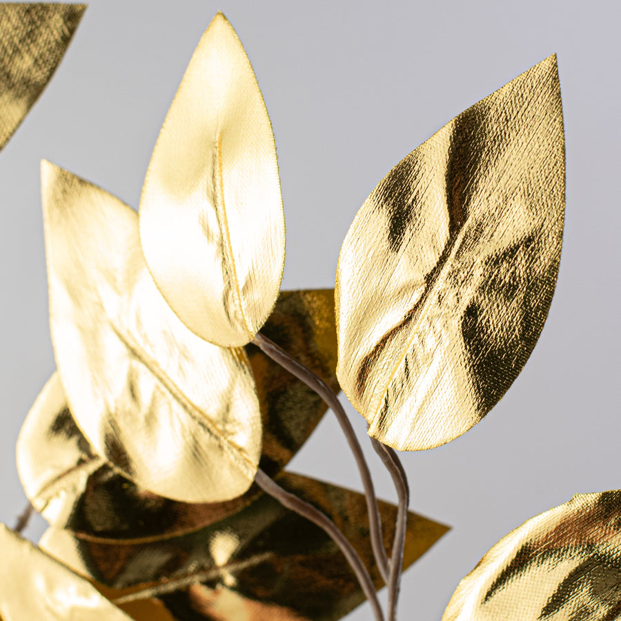23" Metallic Ficus Leaf Spray: Gold (12)