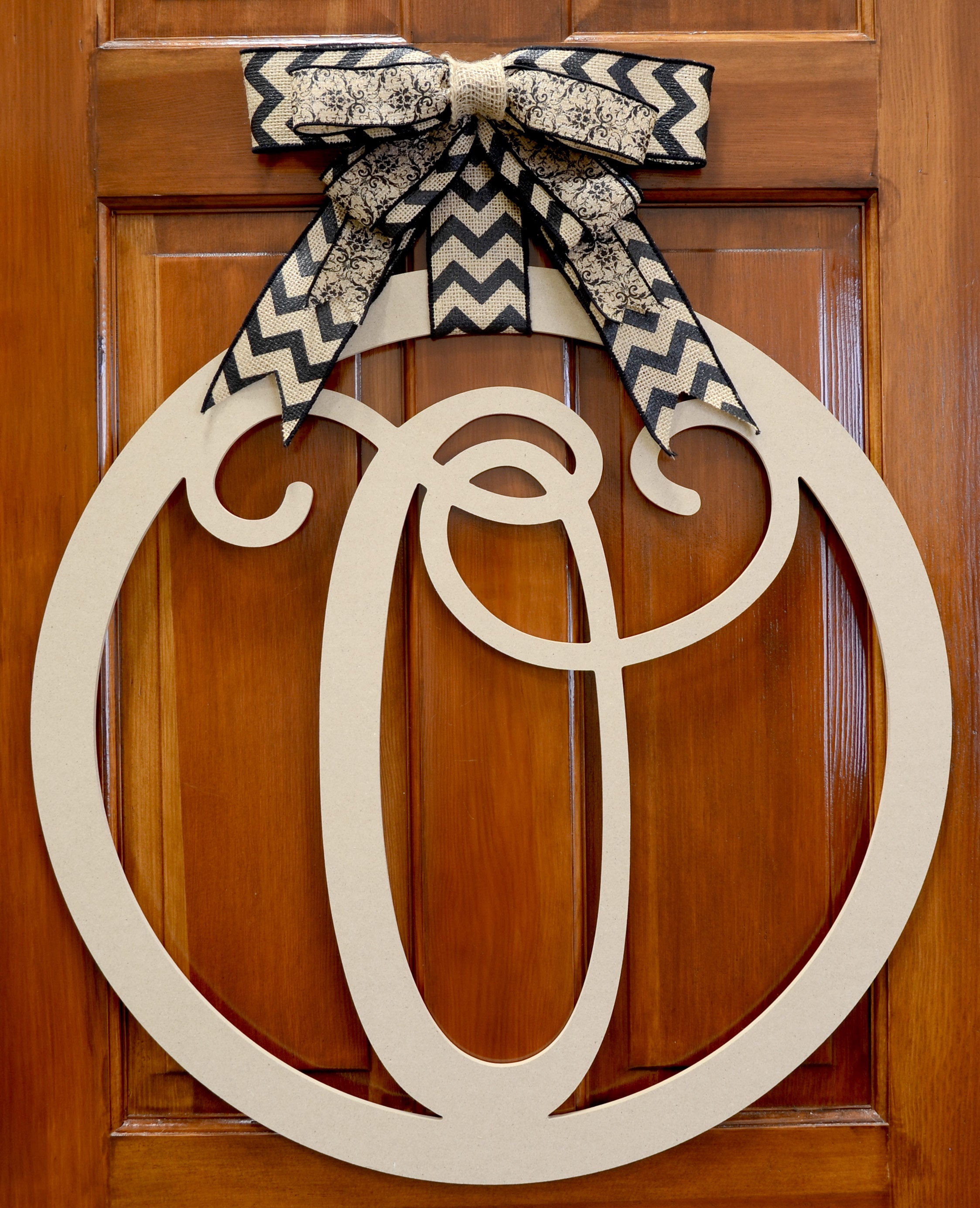 23" Script Circle Monogram Wooden Letter: O