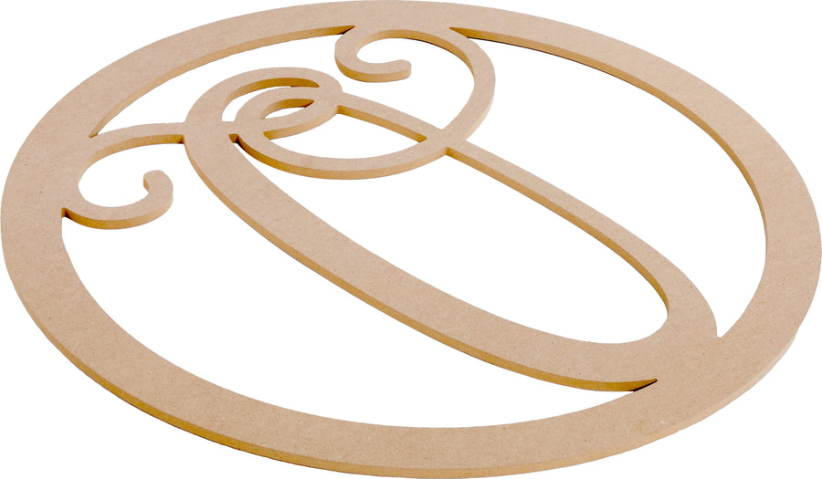 23" Script Circle Monogram Wooden Letter: O