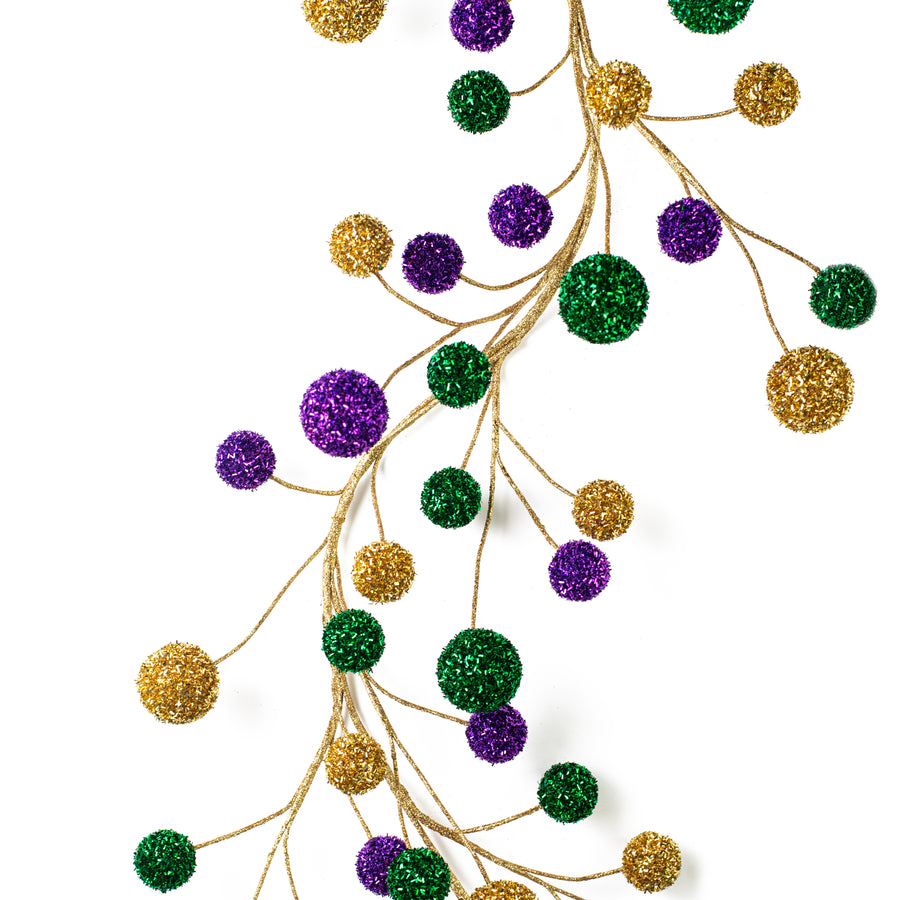 64" V-Cut Foil Ball Garland: Mardi Gras