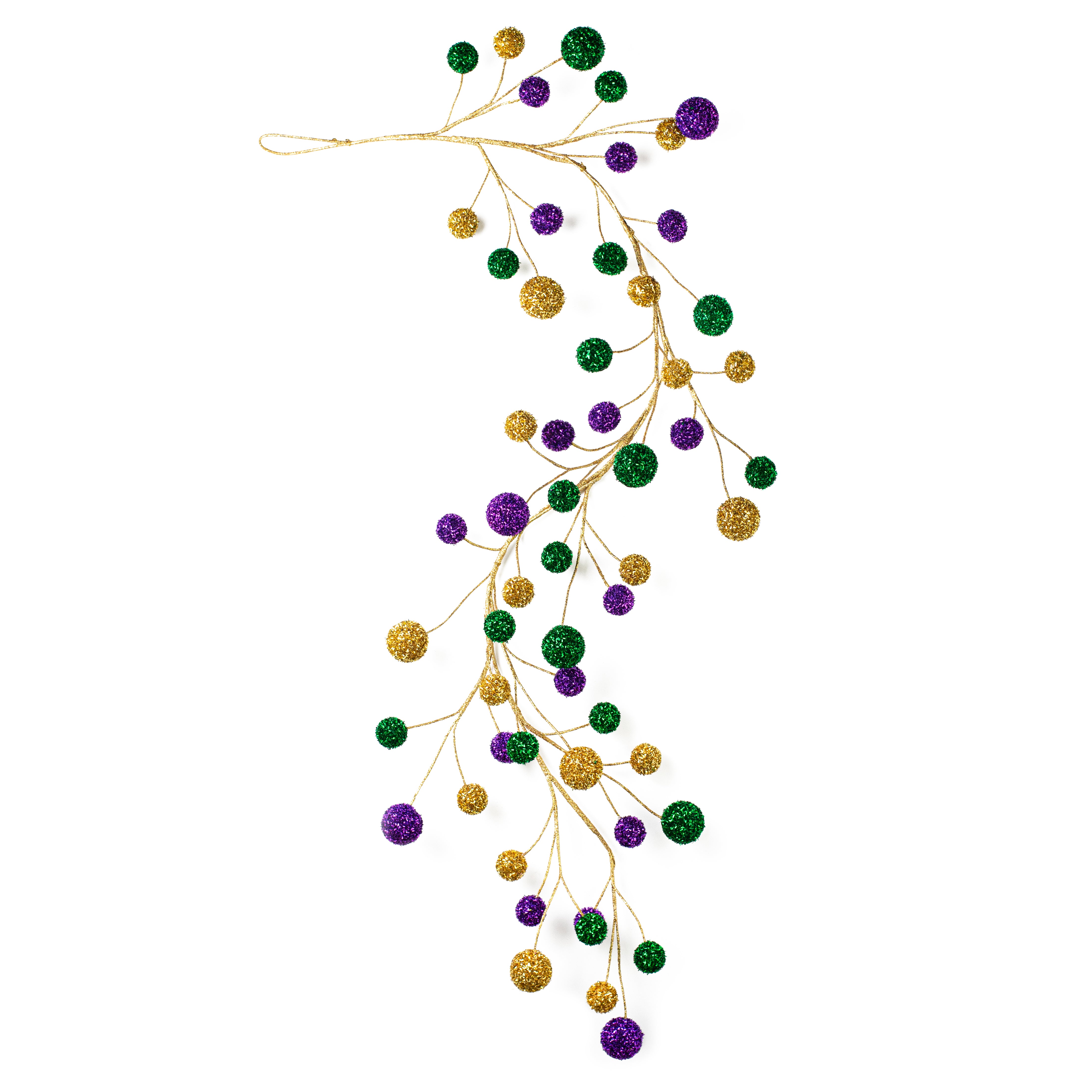 64" V-Cut Foil Ball Garland: Mardi Gras