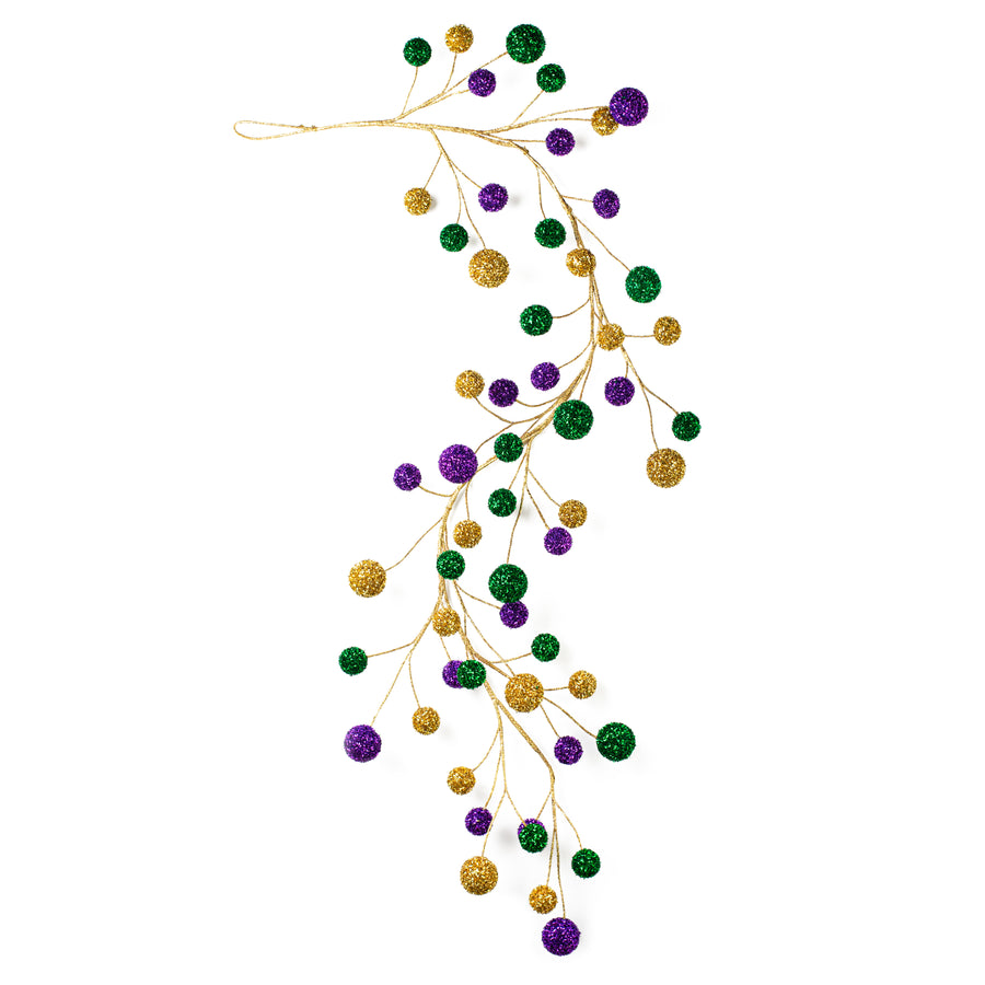 64" V-Cut Foil Ball Garland: Mardi Gras