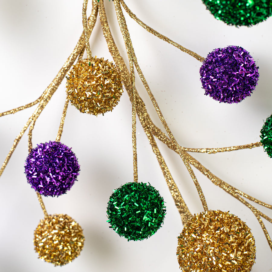 64" V-Cut Foil Ball Garland: Mardi Gras