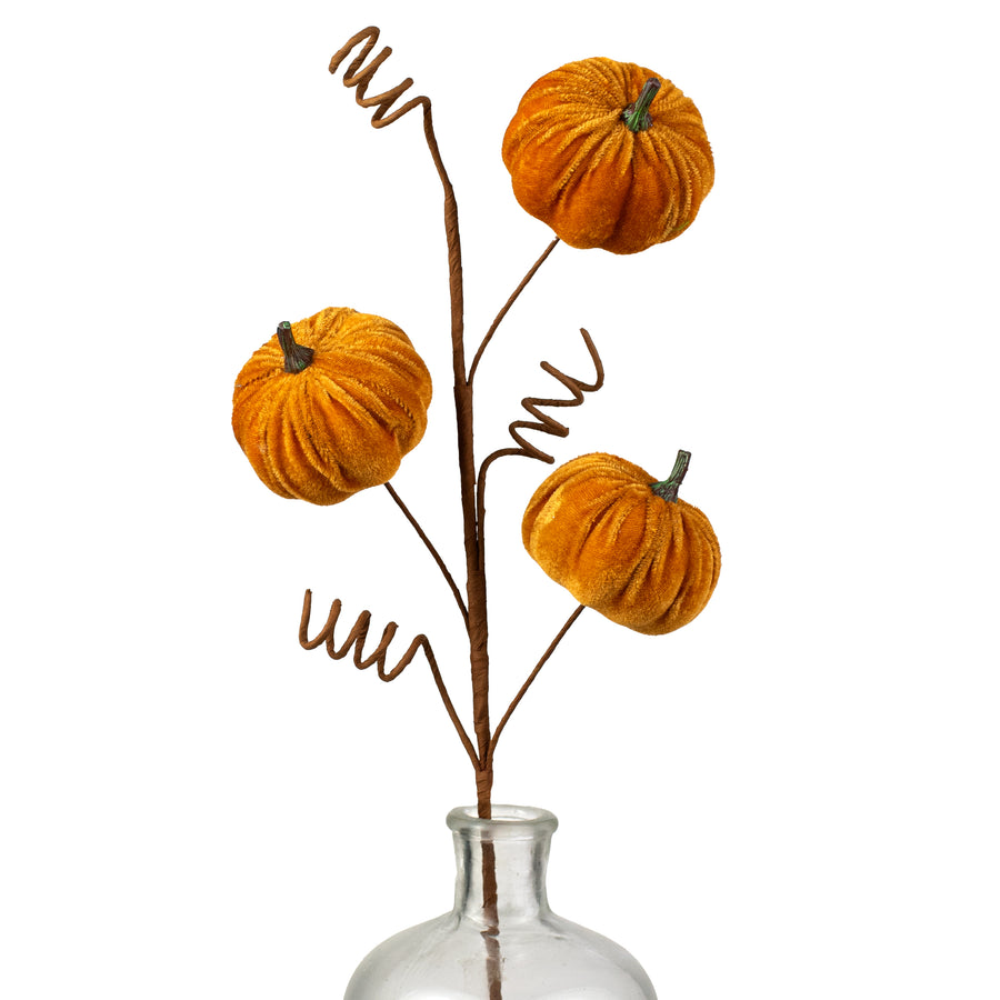 24" Velvet Pumpkins Spray: Harvest Orange