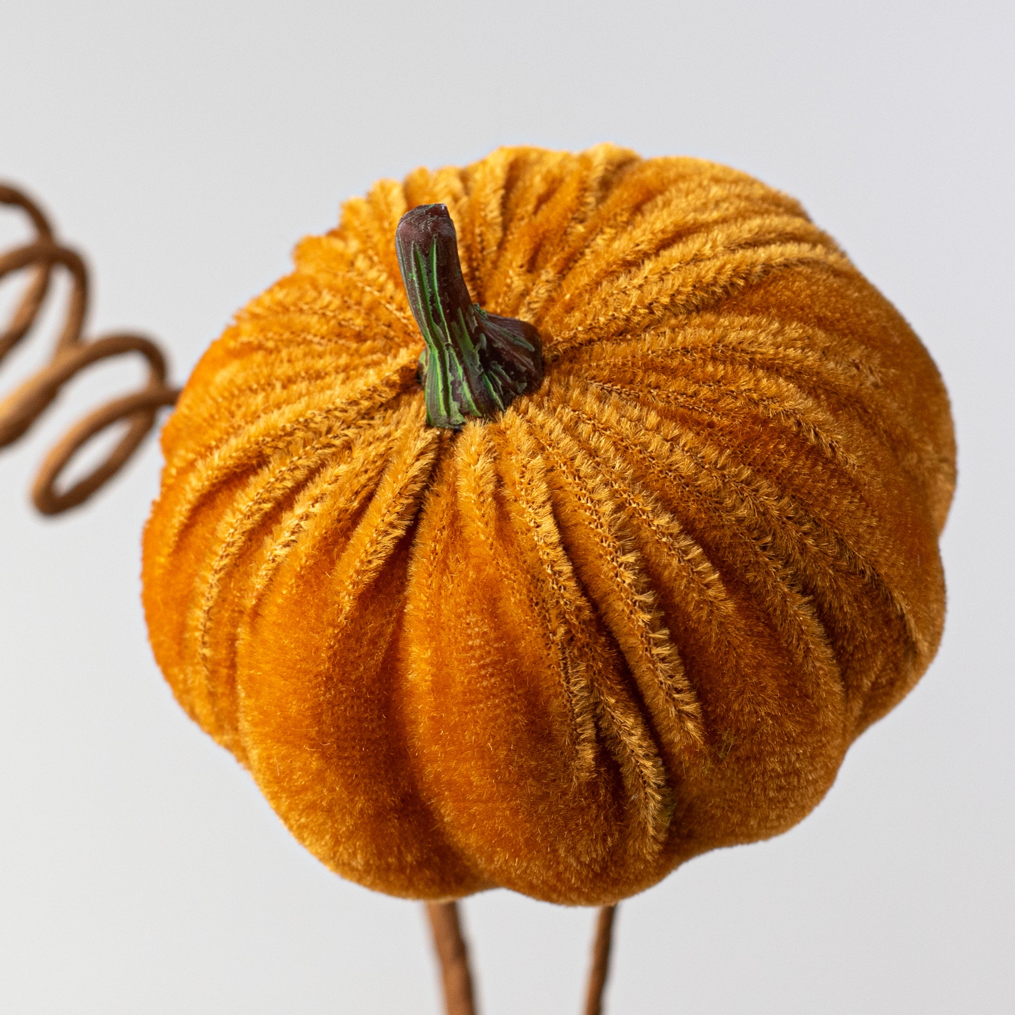 24" Velvet Pumpkins Spray: Harvest Orange
