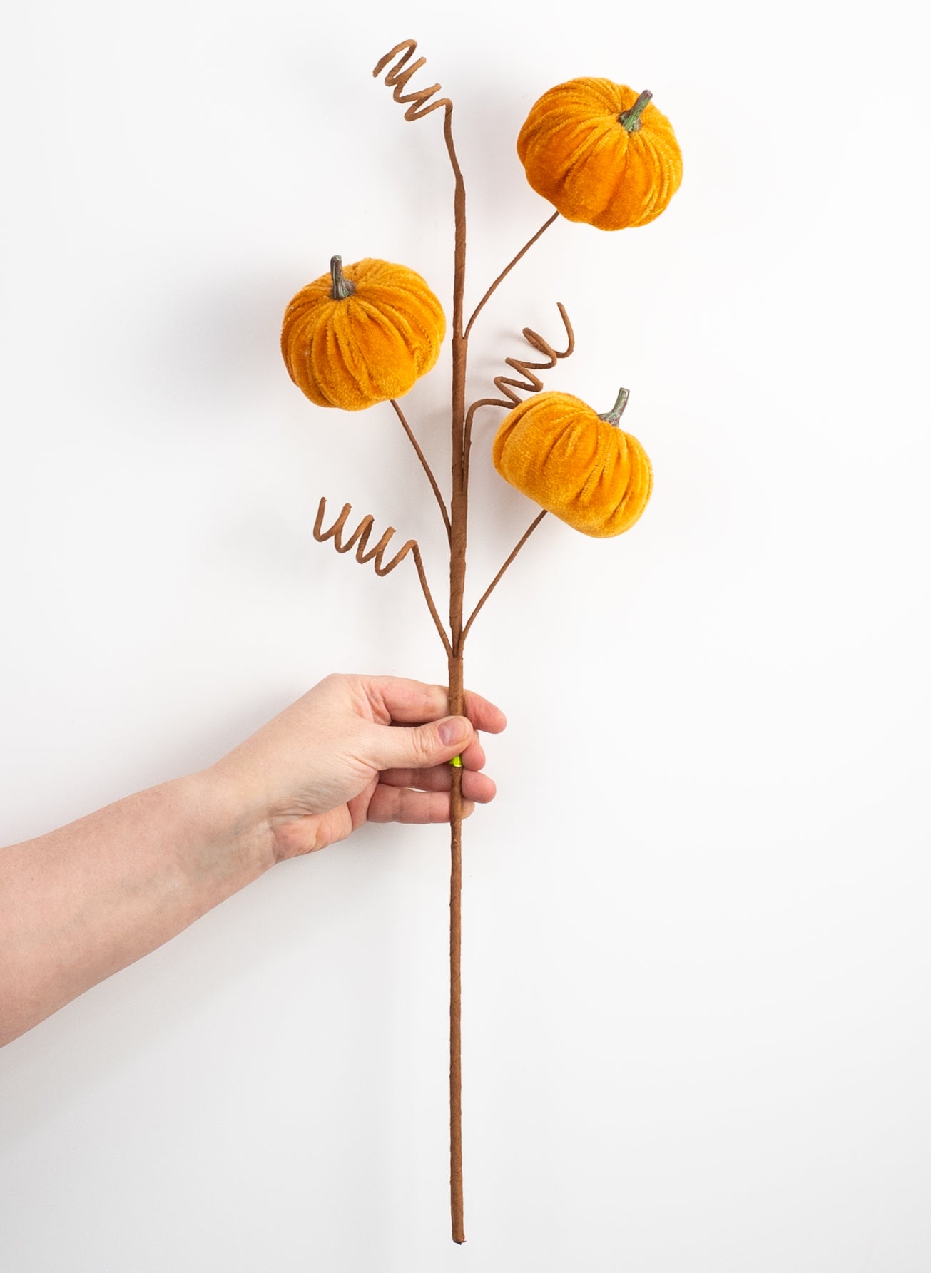 24" Velvet Pumpkins Spray: Harvest Orange