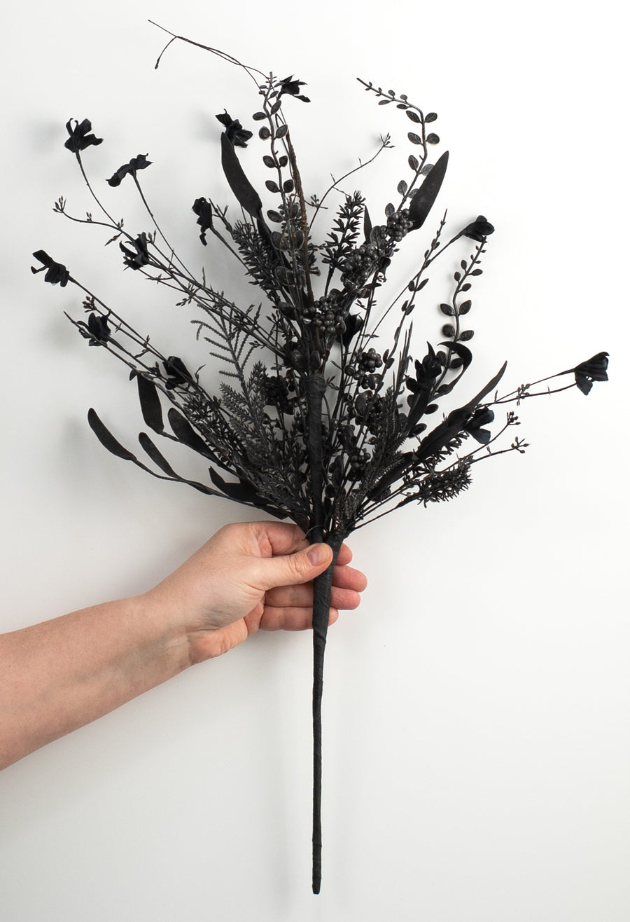 24" Mixed Floral Filler Spray: Black