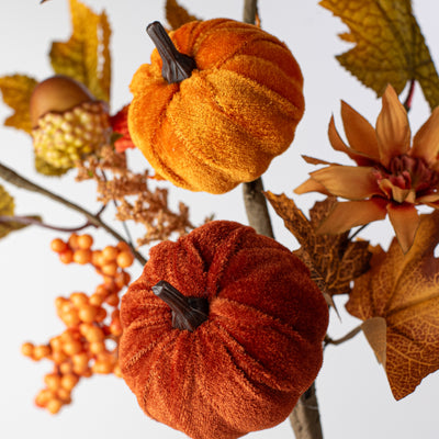 18' Velvet Pumpkin, Fall Leaves & Aster Flower Spray