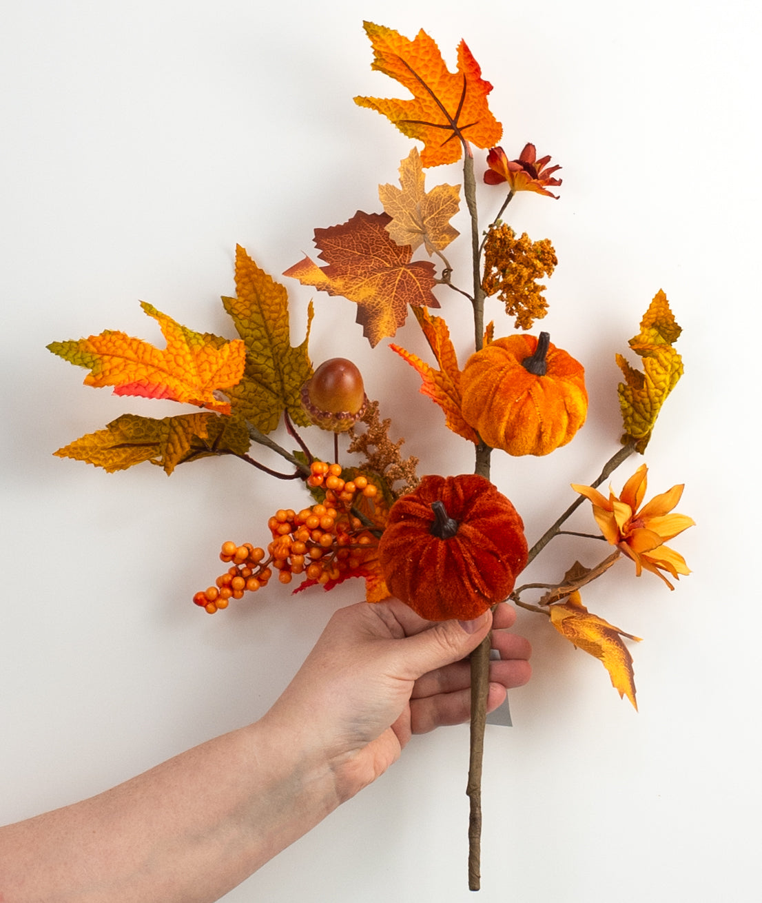 18' Velvet Pumpkin, Fall Leaves & Aster Flower Spray