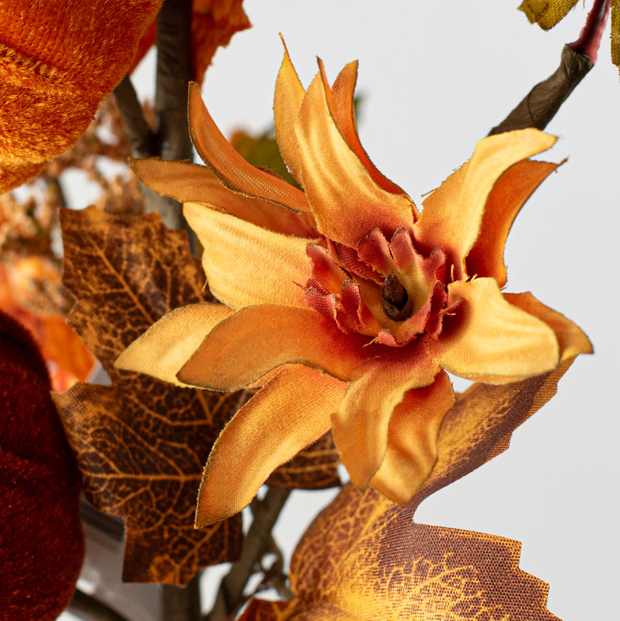 18' Velvet Pumpkin, Fall Leaves & Aster Flower Spray