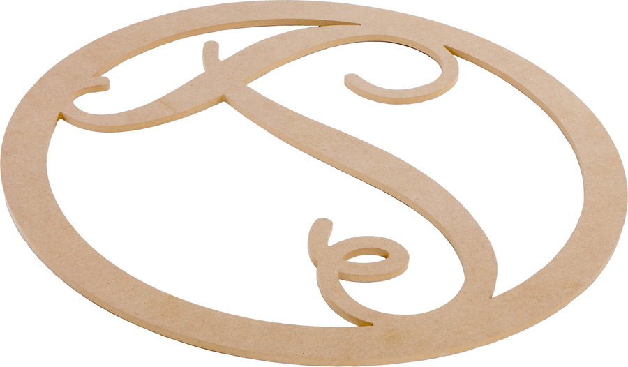 23" Script Circle Monogram Wooden Letter: T