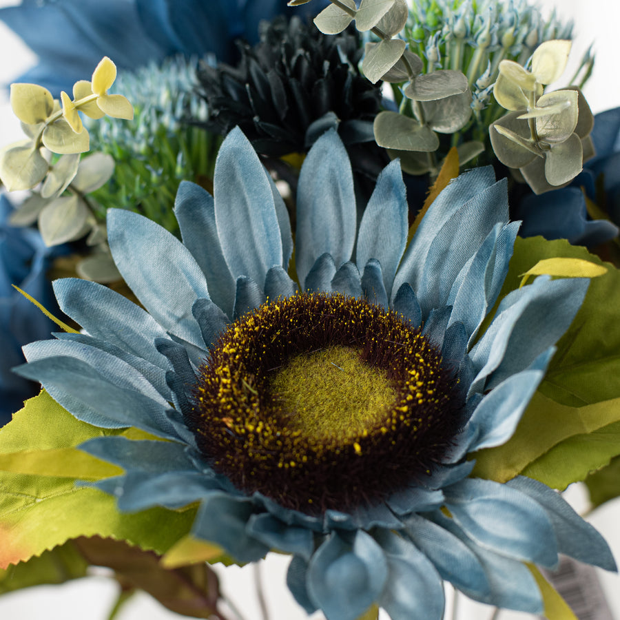 19" Mixed Dahlia Sunflower Bush: Blues