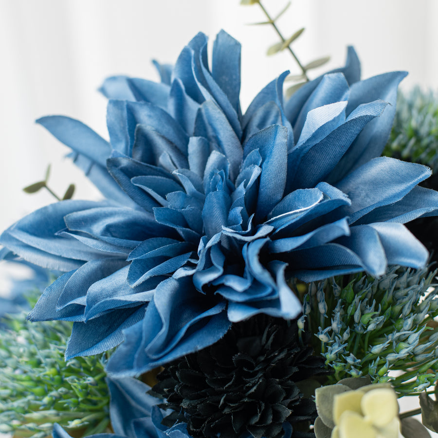 19" Mixed Dahlia Sunflower Bush: Blues