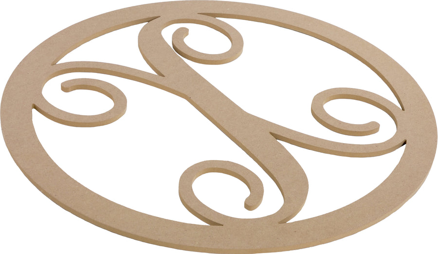 23" Script Circle Monogram Wooden Letter: X