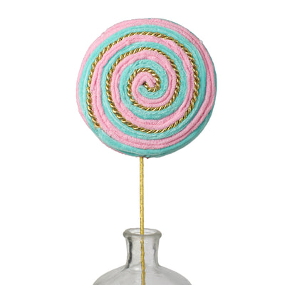 20" Twirl Lollipop Pick: Pink, Blue & Gold