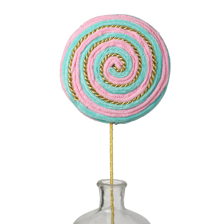 20" Twirl Lollipop Pick: Pink, Blue & Gold