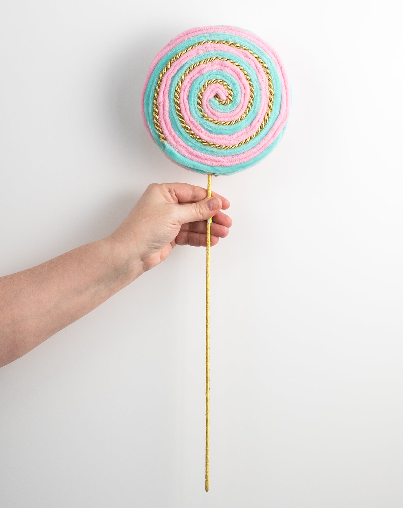 20" Twirl Lollipop Pick: Pink, Blue & Gold