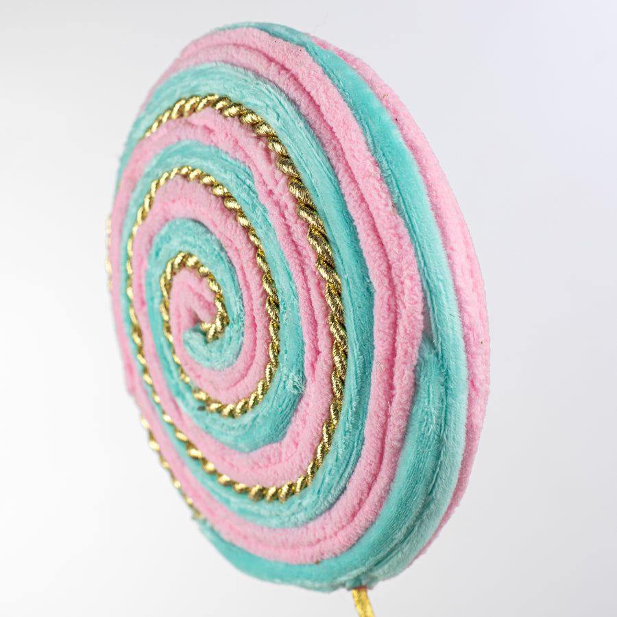20" Twirl Lollipop Pick: Pink, Blue & Gold