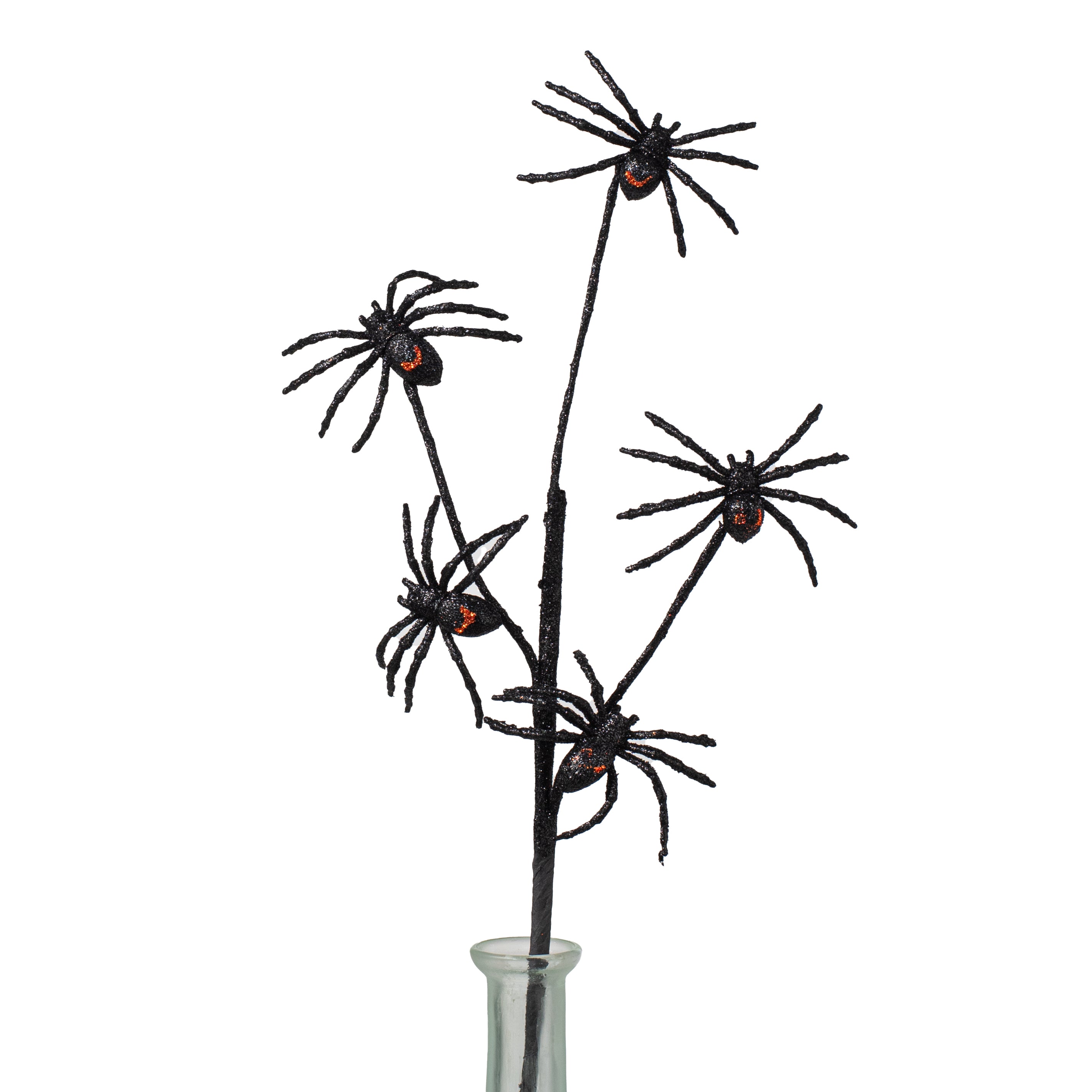 18" Glittered Spiders Spray