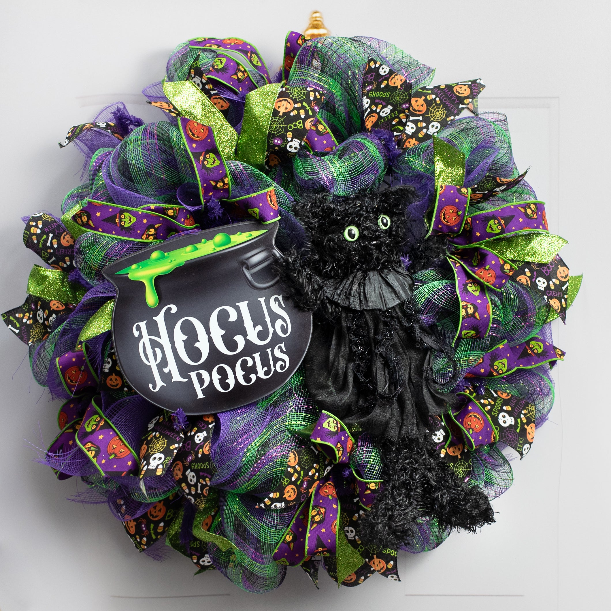 18" Furry Fabric Black Cat Sitter