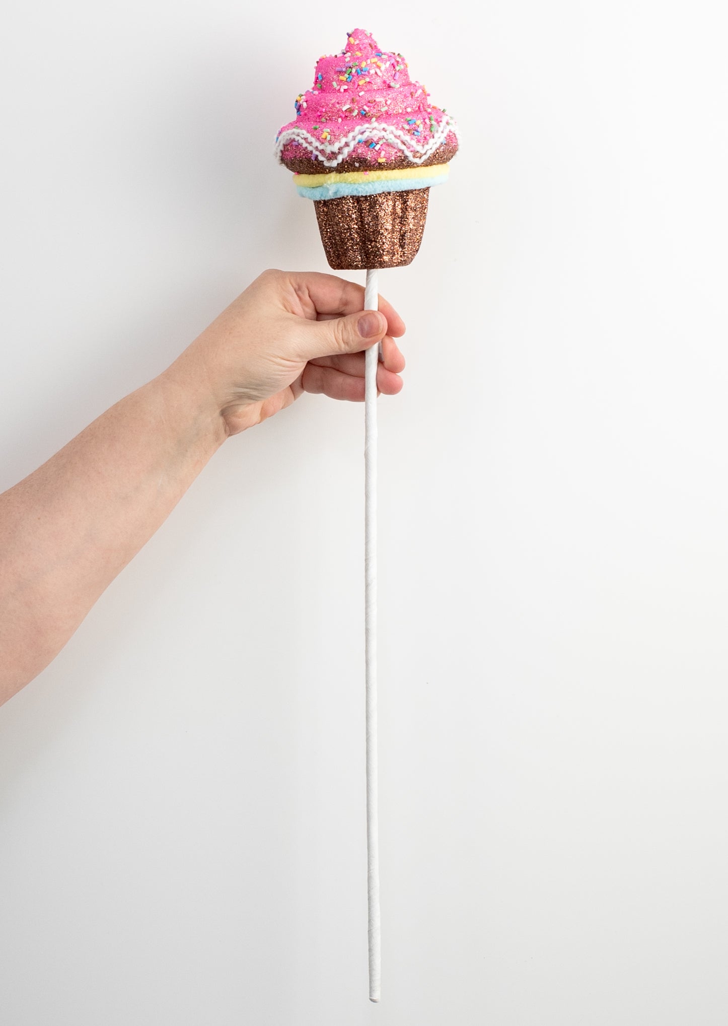 21" Sprinkles & Glitter Cupcake Pick: Fuchsia Pink