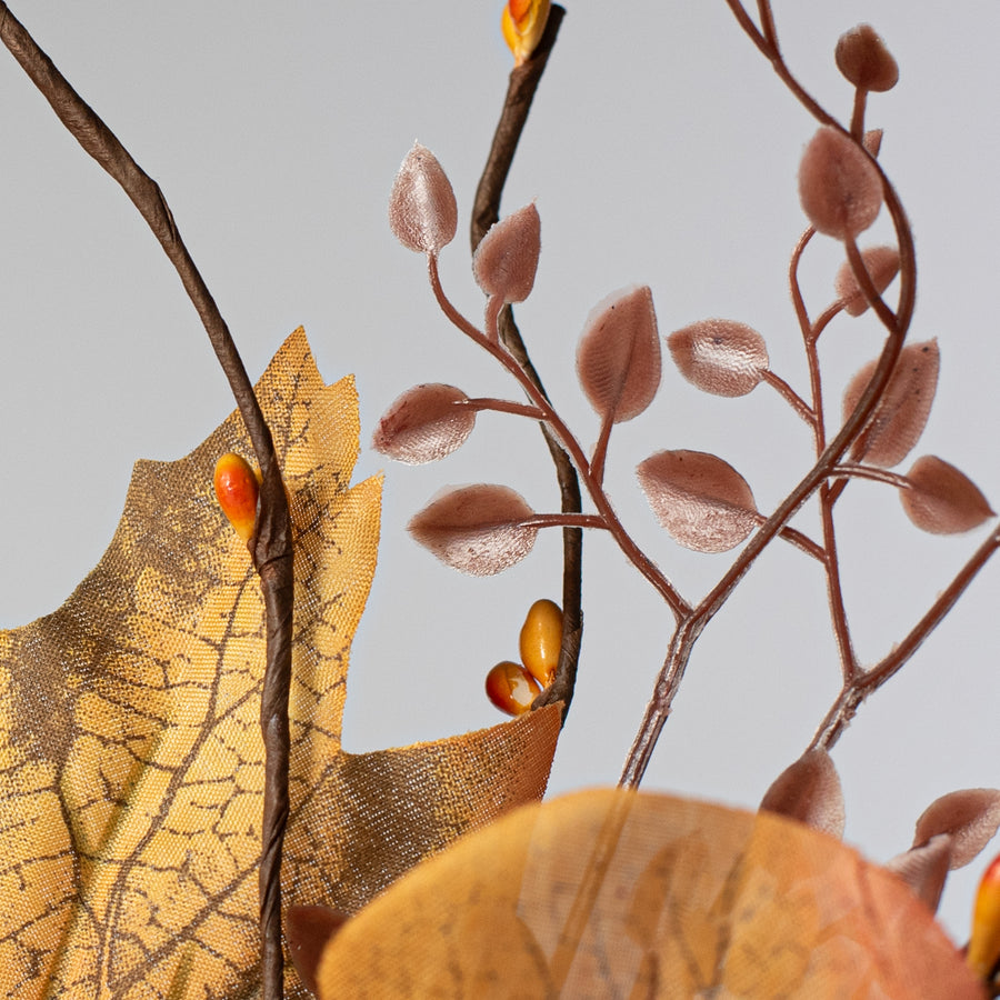 11" Pumpkin & Maple Leaves Pick