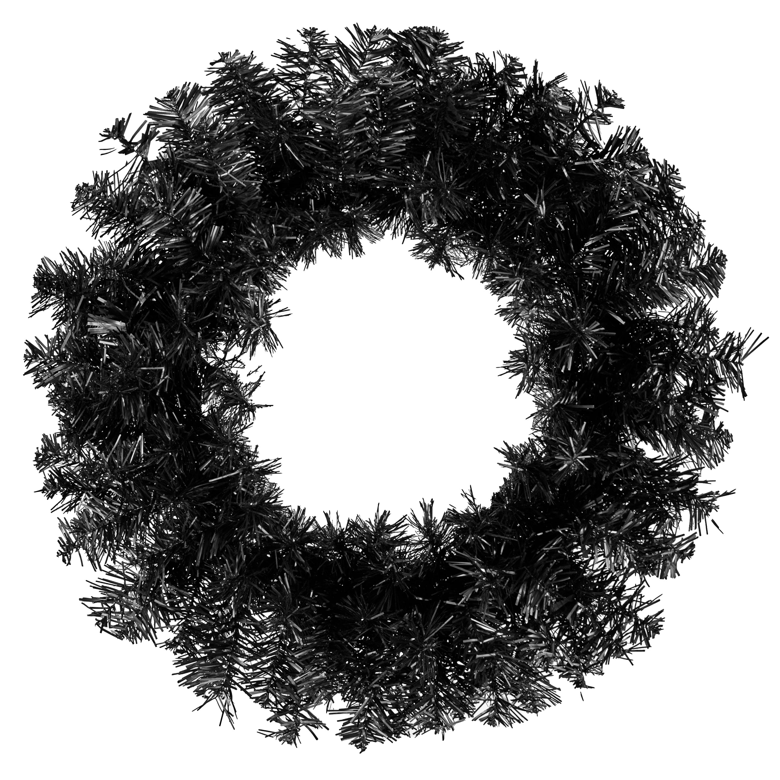 24" Pine Tinsel Wreath: Black