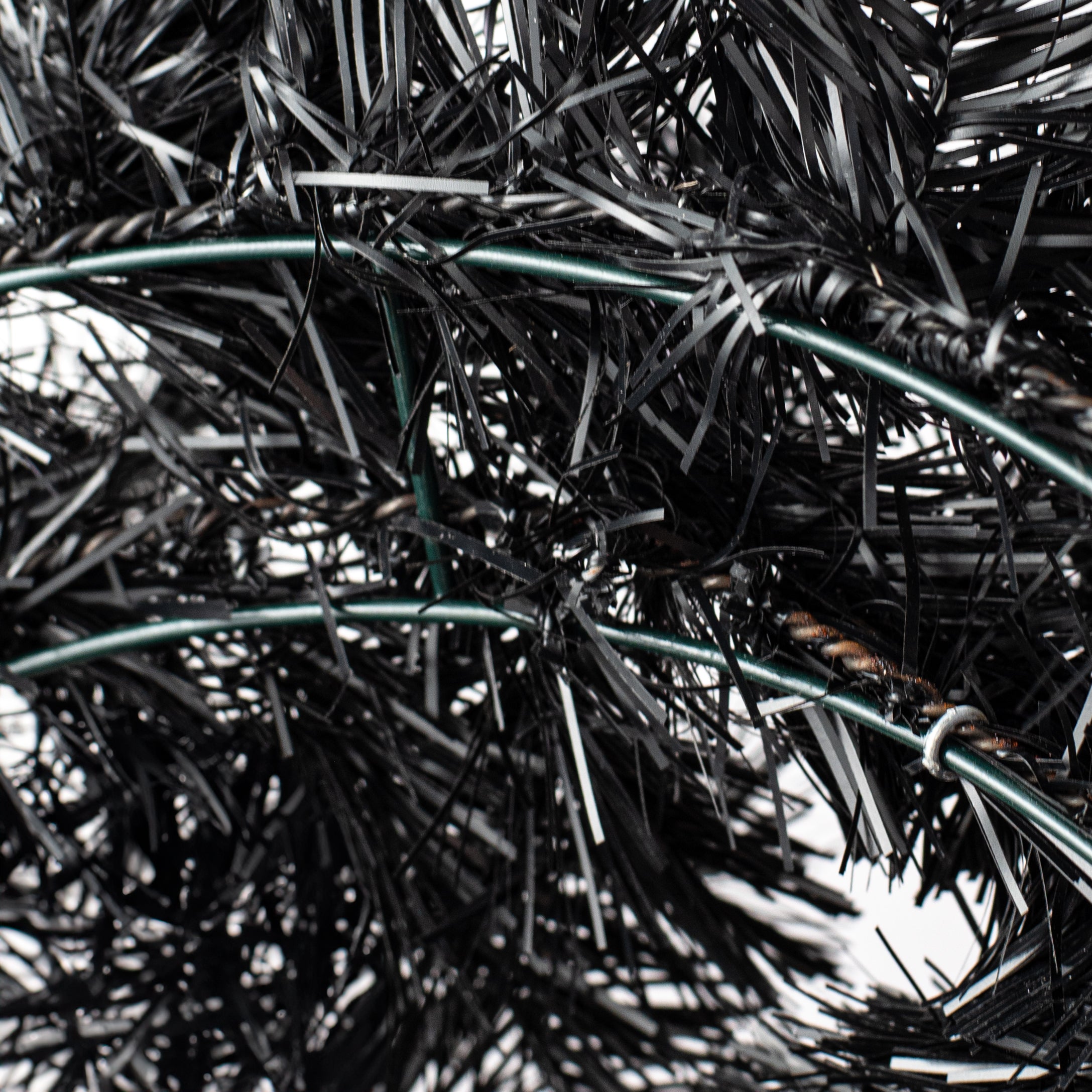 24" Pine Tinsel Wreath: Black