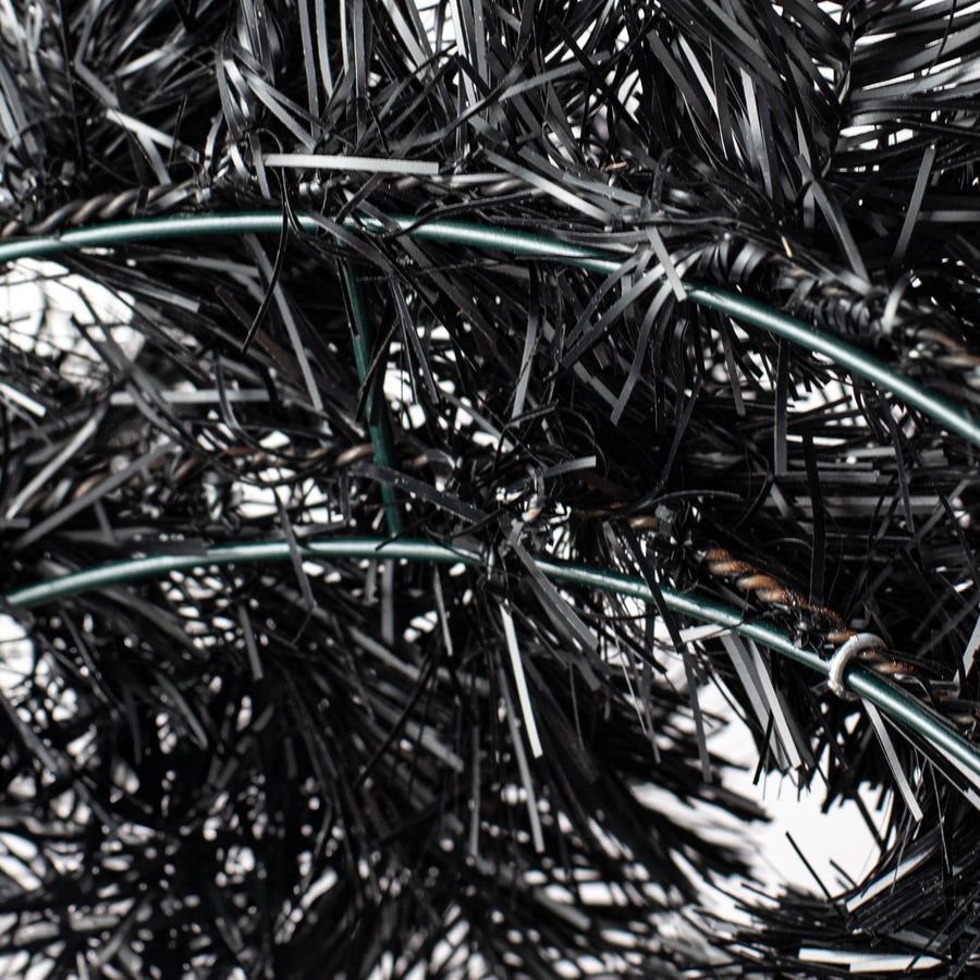 24" Pine Tinsel Wreath: Black