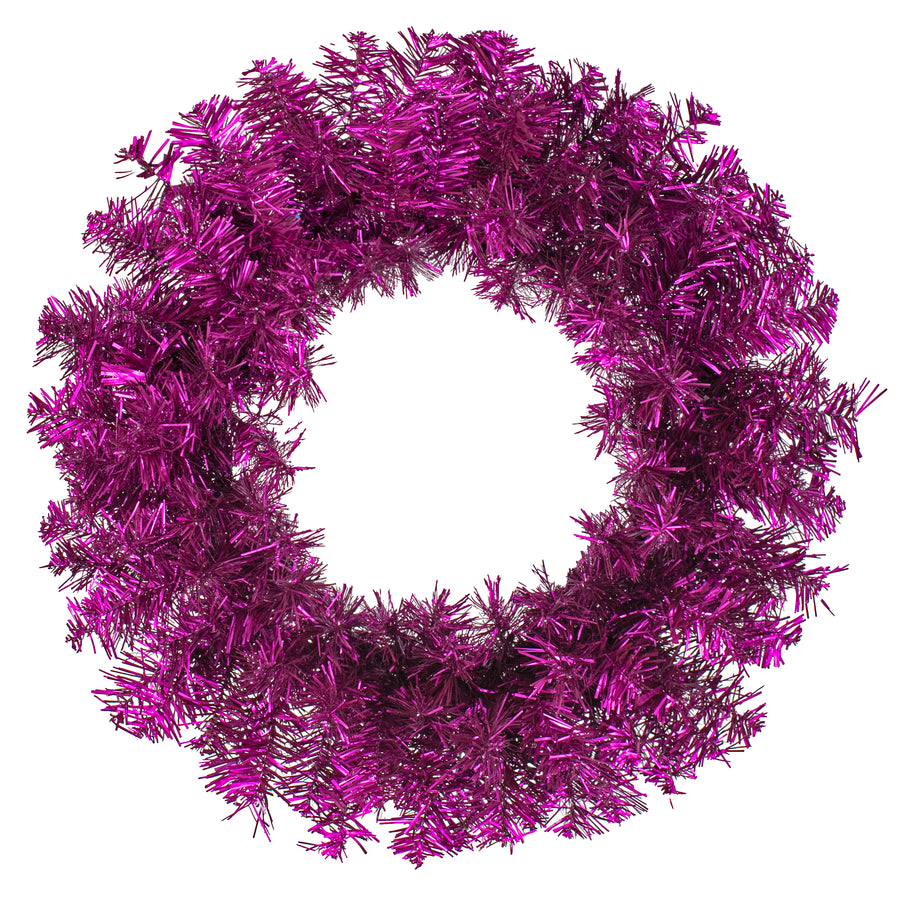 24" Pine Tinsel Wreath: Metallic Purple