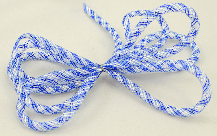 Deco Flex Tubing Ribbon: Striped Blue/White (30 Yards)
