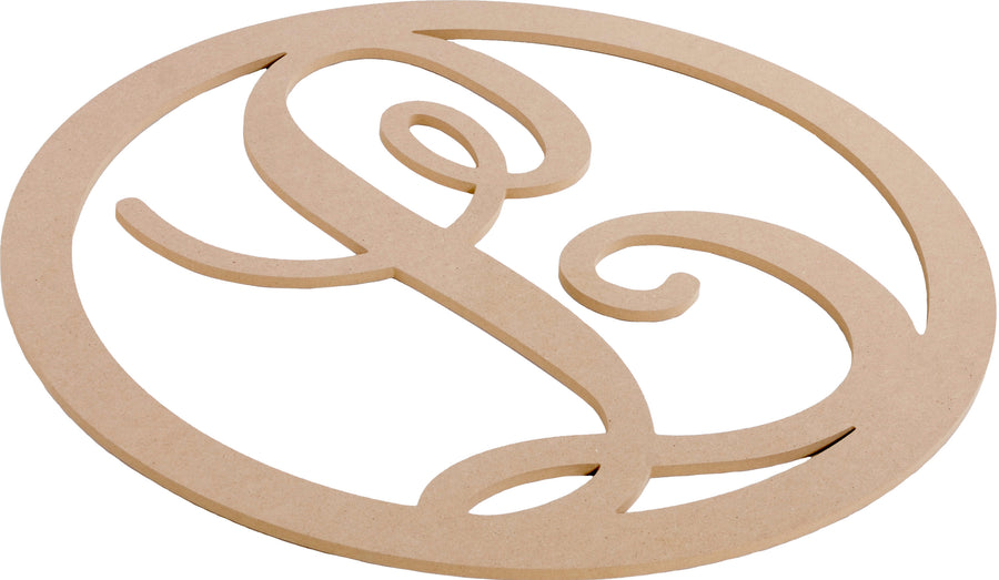 23" Script Circle Monogram Wooden Letter: L