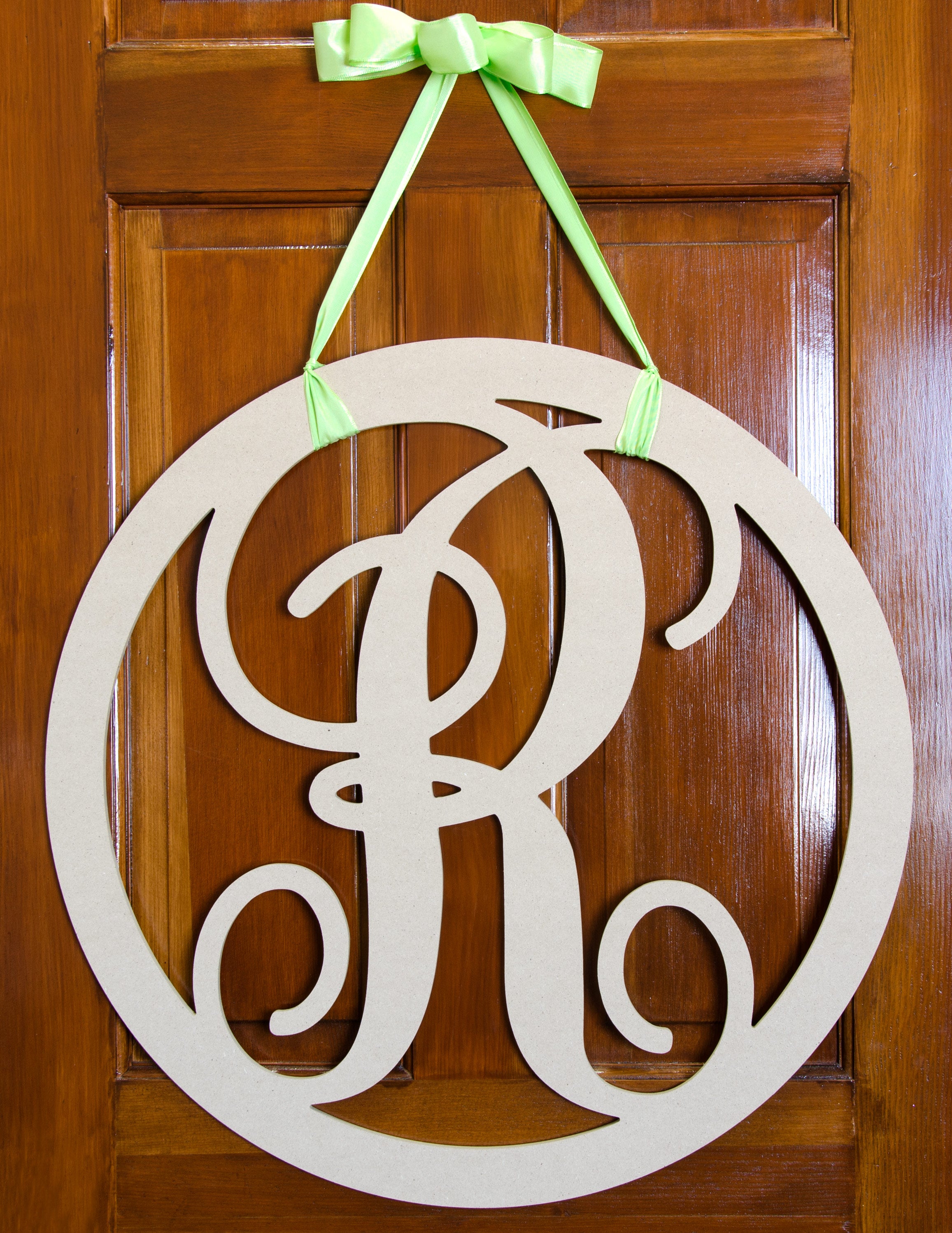 23" Script Circle Monogram Wooden Letter: R