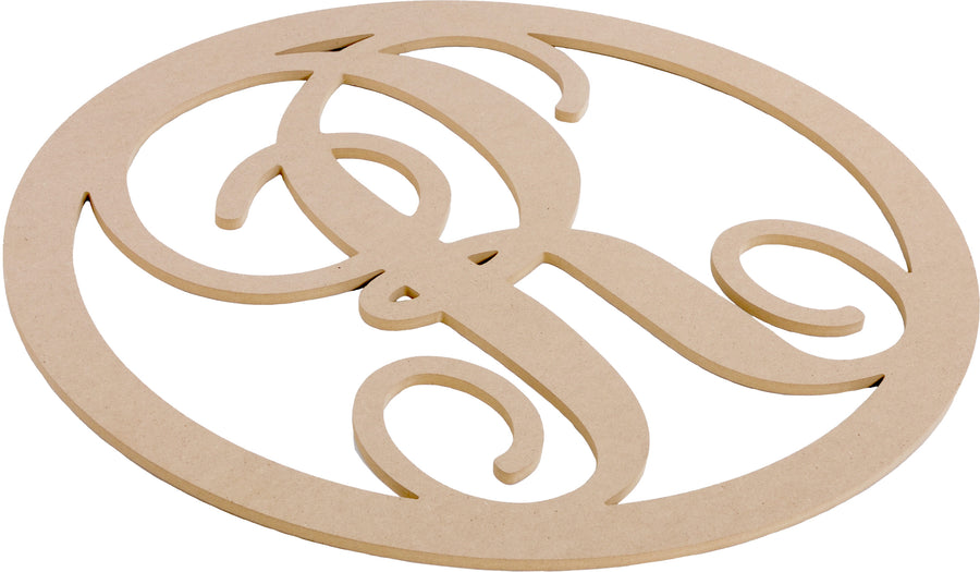 23" Script Circle Monogram Wooden Letter: R