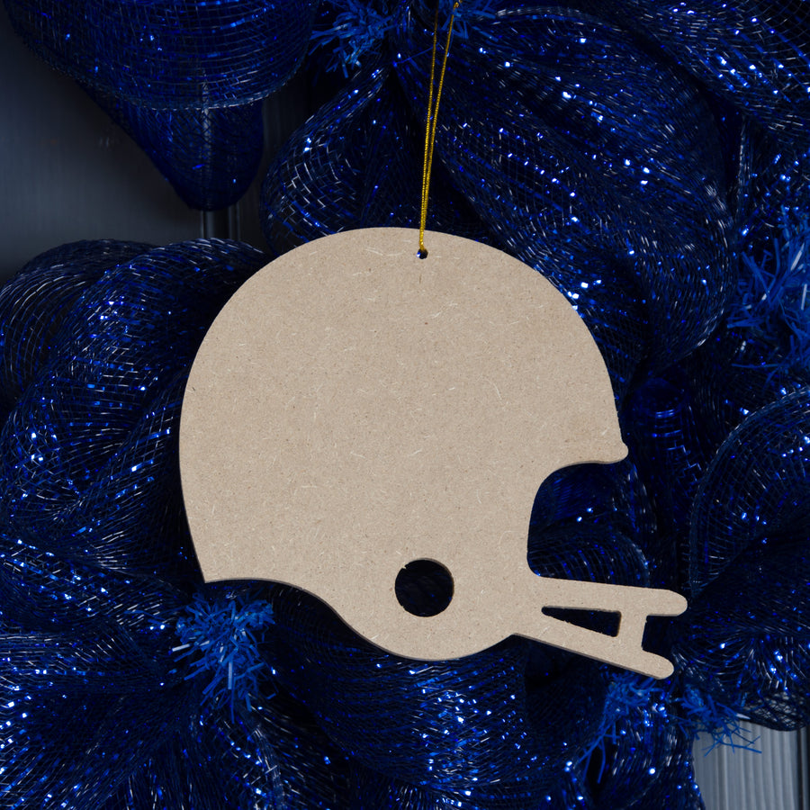 5" Wooden Football Helmet Ornament: Natural
