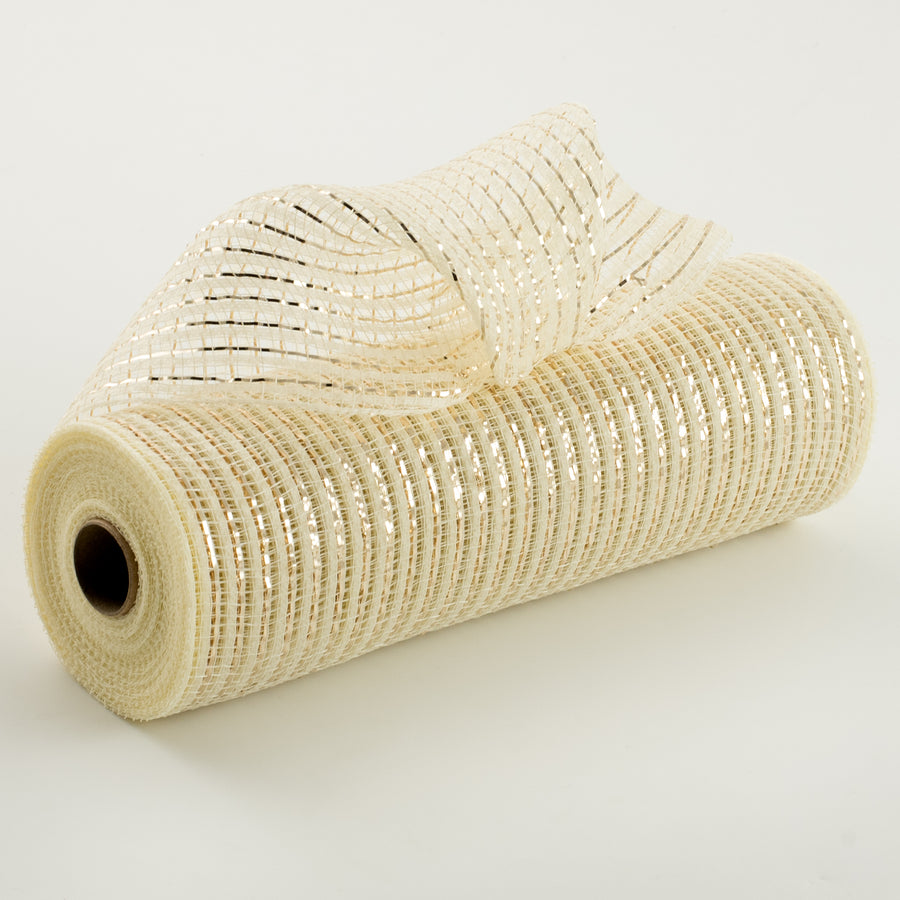 10" Metallic Breeze Mesh: Ivory & Champagne Gold