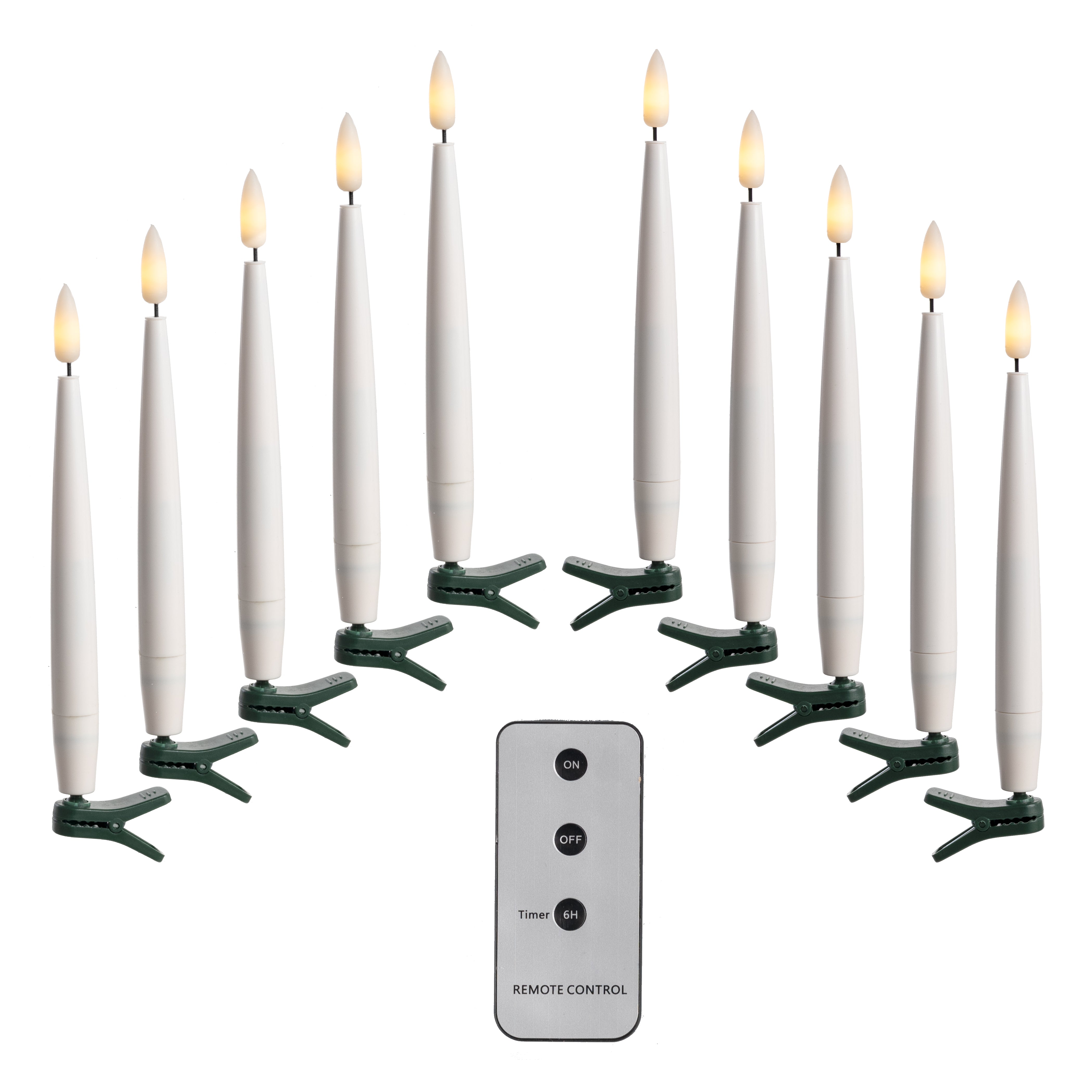 6" Clip On Lighted Candles with Remote (Box of 10)