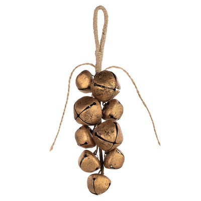 8" Jingle Bell Hanger Ornament: Antique Gold