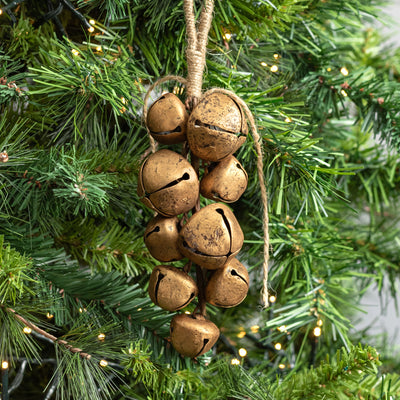 8" Jingle Bell Hanger Ornament: Antique Gold