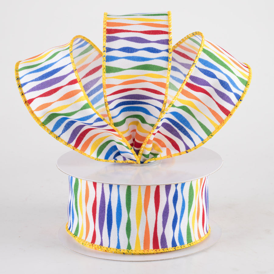 1.5" Rainbow Twisted Stripe Ribbon (10 Yards)